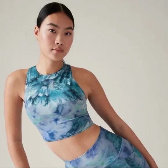 Athleta I Conscious Crop A-C Sports Bra Top I Size XS I Tie Dye Racerback - Picture 8 of 12